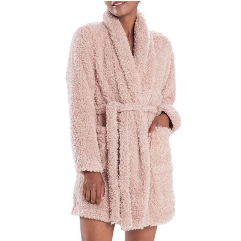 Natori Plush Lounge Cardigan Robe Fuzzy Teddy Sherpa in Rose Size L/XL - Picture 13 of 13